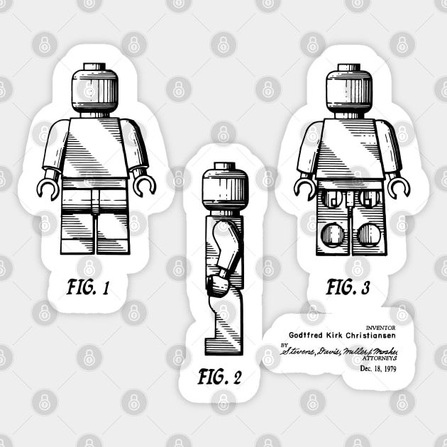 Minifigure Lego Patent Print 1979 Sticker by MadebyDesign